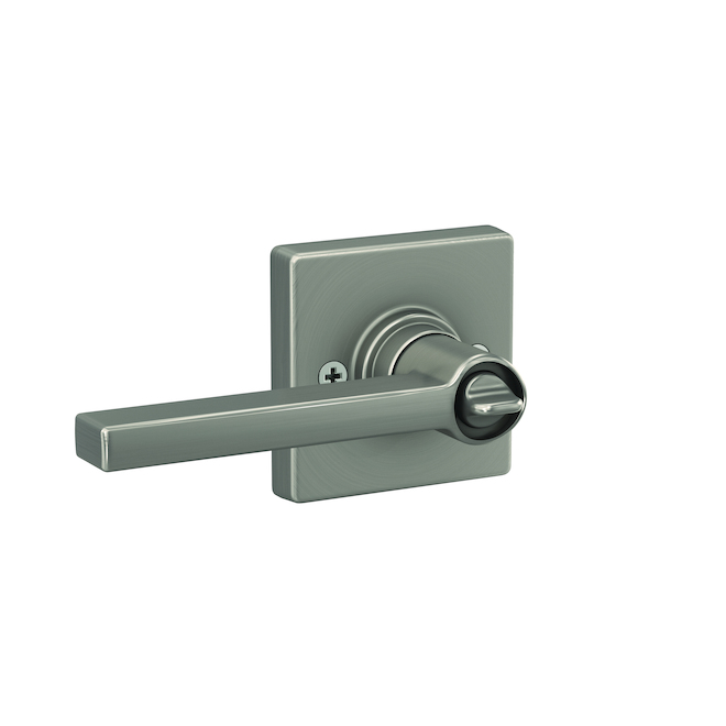 Home Front Crosbie Lever with Evans Trim Bed and Bath Lock Nickel