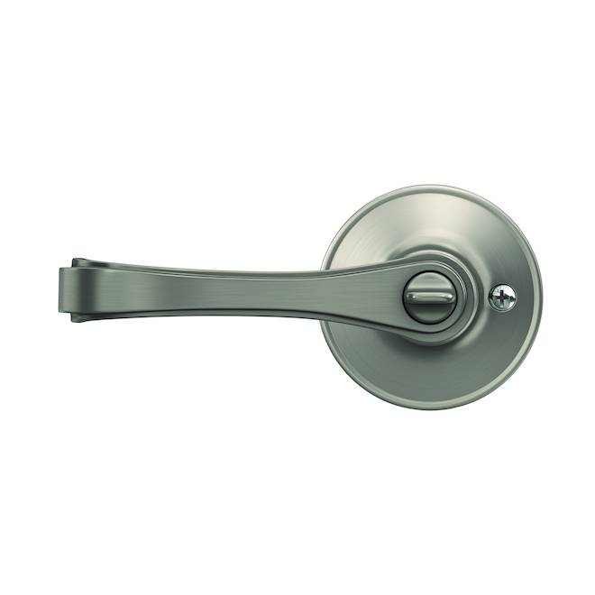 Home Front Ashburn Curved Lever Bed and Bath Lock in Satin Nickel