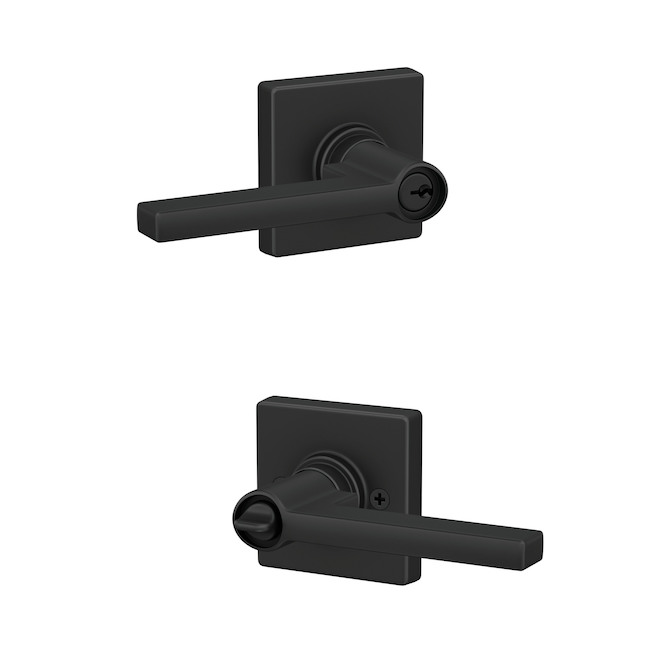 HOMEFRONT by SCHLAGE Crosbie Black Matte No Deadbolt Key Lever 1-Pack