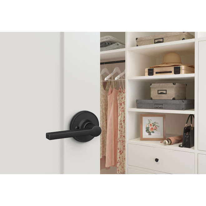 Schlage Crosbie Passage Door Lever for Hall and Closet Doors - Matte Black