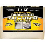 StainPro Laminated Canvas Drop Cloth - Cotton - 100% Leak Proof - 12-ft L x 5-ft W