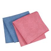 Chiffons en microfibre Shinex, sans peluches, rouge et bleu, 14 po x 14 po, paquet de 2