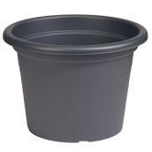 Jardinière ronde en plastique 12 po, gris anthracite