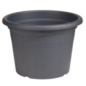 Jardinière ronde en plastique 16 po, gris anthracite