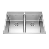 Kindred 31-in x 21-in Stainless Steel Double Equal Bowl Sink