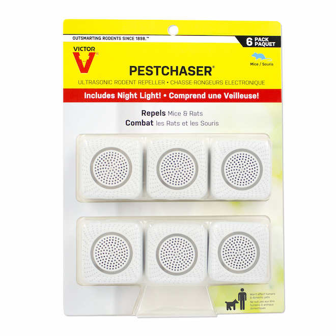 Victor PestChaser 6-Pack Ultrasonic White Plug-In Rodent Repellent