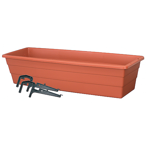 Futura 31,75 x 6,5-in Terracotta Plastic Planter