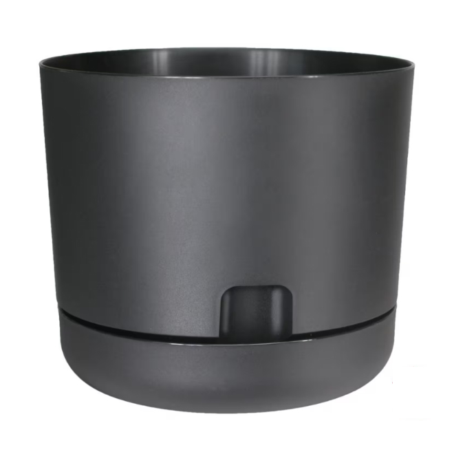 DCN Oasis Self-Watering Planter 12 x 10.5-in Black Plastic