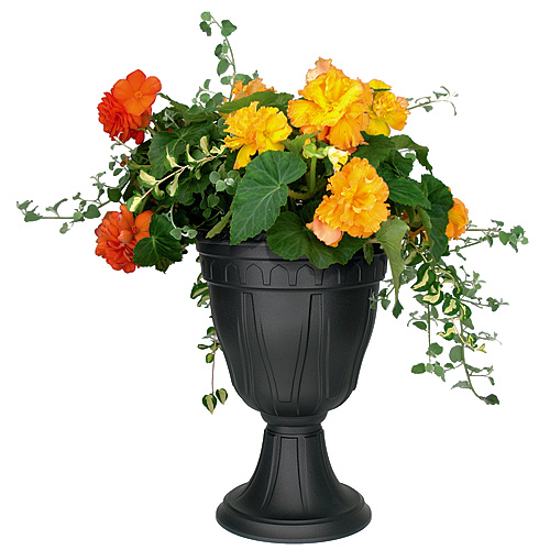 DCN Azura 15 x 20-in Matte Black Plastic Decorative Planter 1420