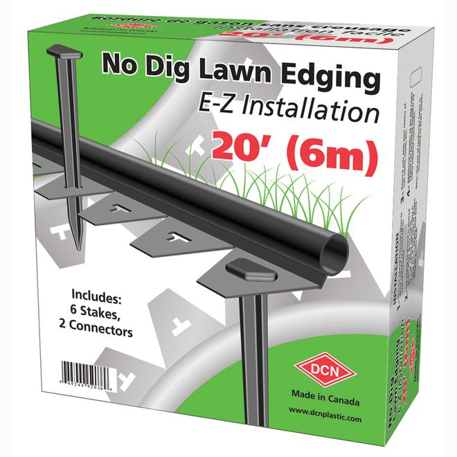 DCN 3-in x 20-ft Black Plastic Lawn edging with 6 Stakes and 2 Connectors