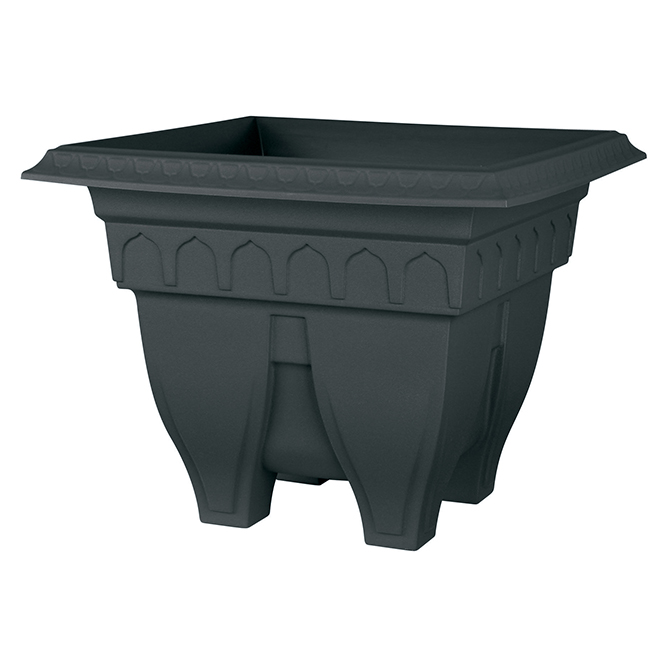 DCN Azura 15.25-in Plastic Black Patio Planter