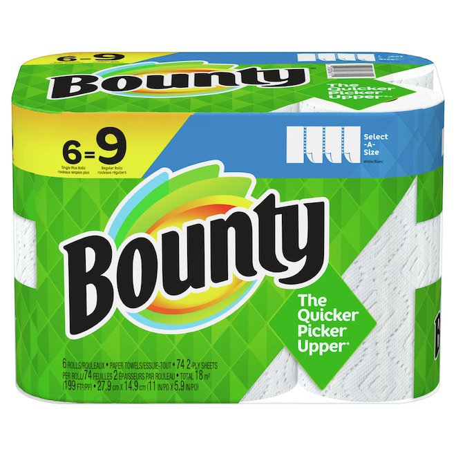 Bounty Select-A-Size Paper Towels, White (105 sheets/roll, 12 rolls)