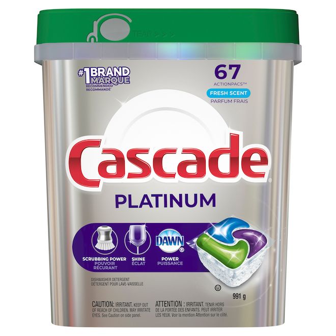 CASCADES Détergent pour lave-vaisselle au parfum frais Cascade Platinum, 67  capsules 3077208373
