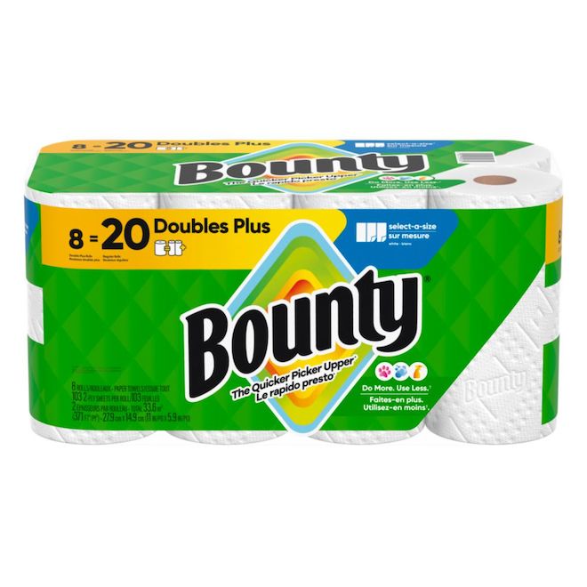 Bounty Paper Towels 8 Double Rolls - 103 Sheets