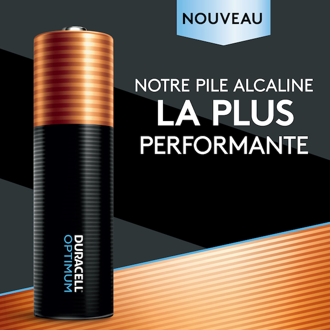 Piles alcalines AA Duracell Optimum, 12/pqt