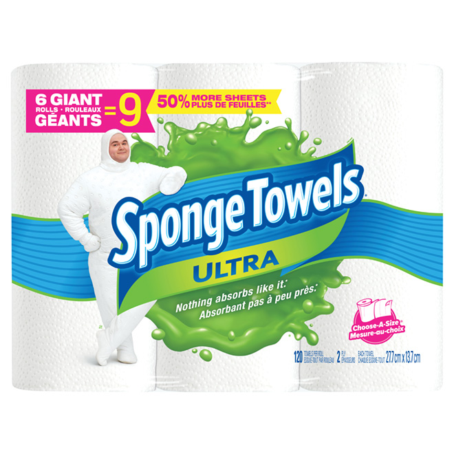 Sponge Towels Ultra - Paper Towels - 2-Ply - 6 Rolls