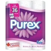 Purex 2-ply Pack of 12 Triple Rolls Bathroom Tissue, 363 Sheets per Roll