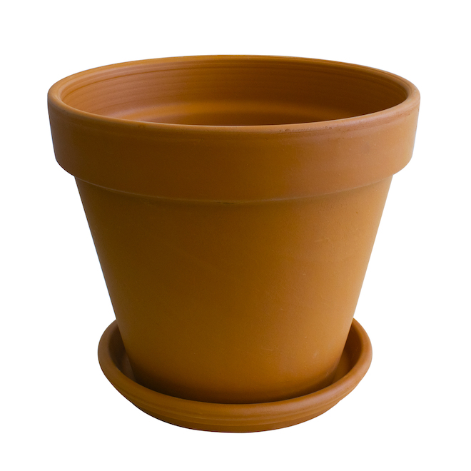 Entreprises Marsolais Terrra Cotta Clay Pot with Saucer - 14-in