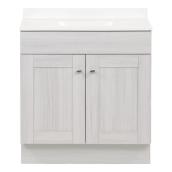 Project Source 30-In White Engineered Wood 2-Door Single Bathroom Vanity with White Cultured Marble Top