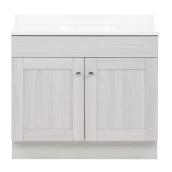 Project Source 36-In 2-Door Off-White Engineered Wood Freestanding Bathroom Vanity with White Cultured Marble Top