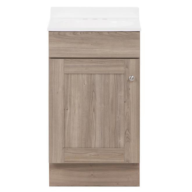 Image of Project Source | 18-In Brown Engineered Wood Single Sink Freestanding Bathroom Vanity With White Cultured Marble Top | Rona
