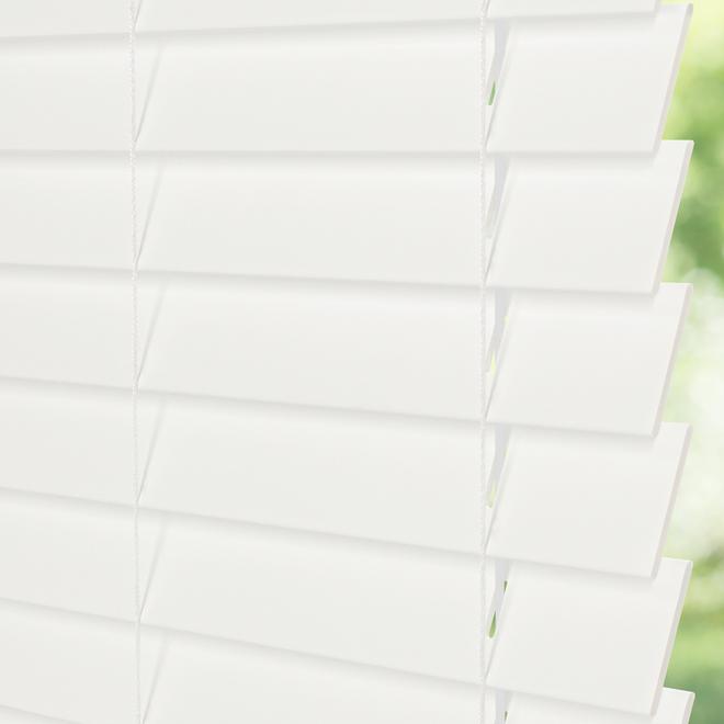 LEVOLOR 2-in White Strap Faux Wood Cordless 59-in x 64-in