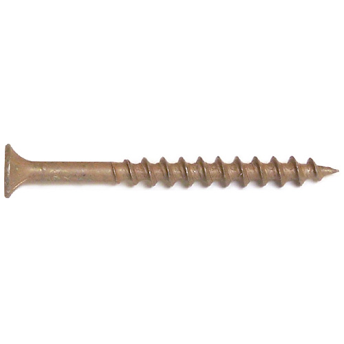 Reliable Fasteners Treated Wood Screws - Bugle Head - Square Drive - Brown Ceramic - #8 dia x 3-in L - 500-Pack