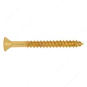 Reliable Fasteners Flat Head Wood Screws - #8 x 1 1/2-in - Brass - 5 Per Pack - Square Drive