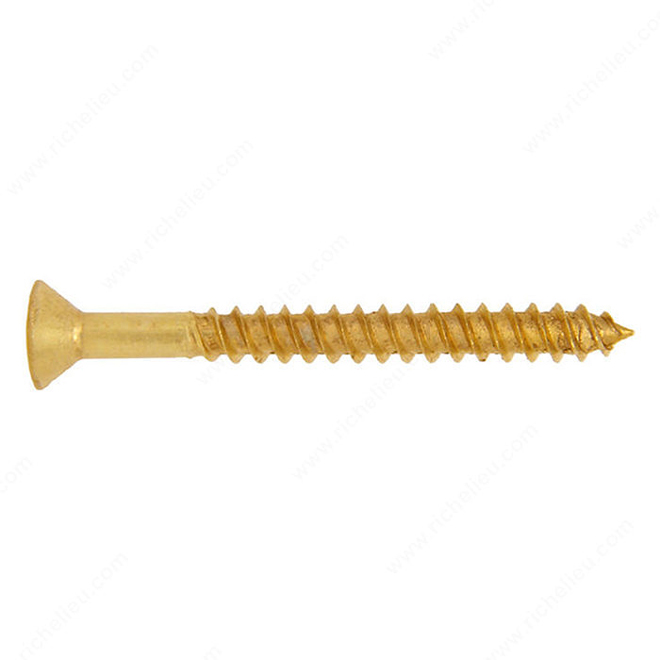 Reliable Fasteners Flat Head Wood Screws - #8 x 1 3/4-in - Brass - 5 Per Pack - Square Drive