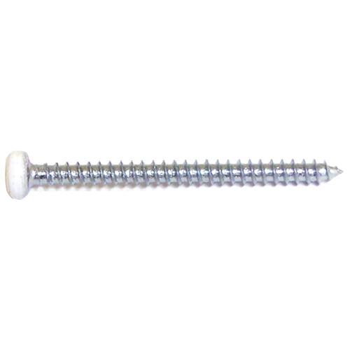 Reliable Fasteners Metal Screws - White Pan Head - Square Drive - Steel - #8 dia x 1-in L - 100-Pack