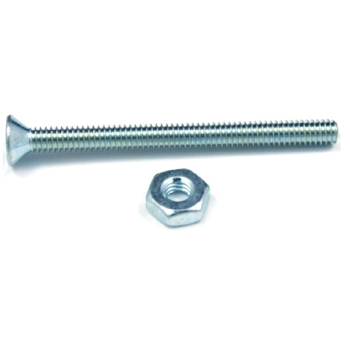 Reliable Fasteners Flat-Head Zinc-Plated Machine Screw with Nut - #8 x 1 1/2-in - 32 Thread - Type B - 10 Per Box