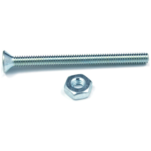 Reliable Fasteners Flat Head Screws with Nut - #10 x 3-in - 6 Per Pack - #2 Quadrex Drive - Zinc-Plated