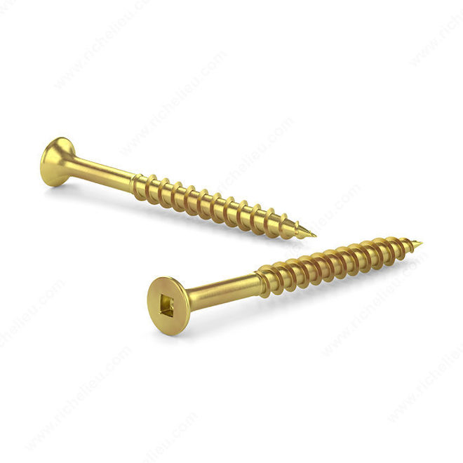 Vis à bois à tête trompette d'Attaches Reliable, zinguées jaune, empreinte carrée, paquet de 500, no 8 x 1 1/4 po