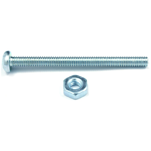 Vis à tête cylindrique avec écrous de Reliable, no 10, 3 1/2 po, plaquées zinc, paquet de 4, Quadrex no 2