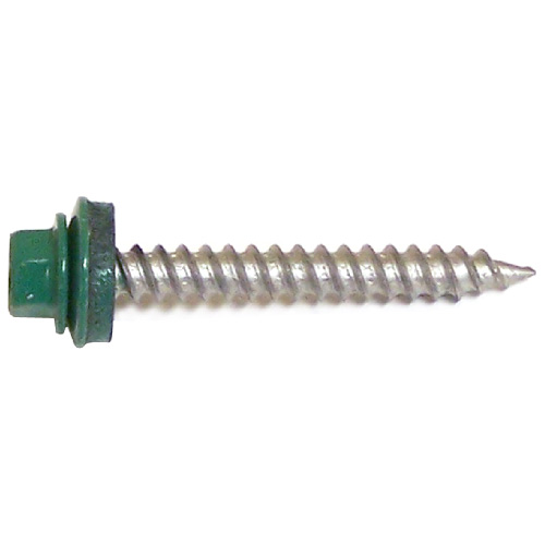 Reliable Roof Metal Screws - Forest Green Hex Head - Steel and Naoprene - #9 dia x 1 1/2-in L - 100-Pack