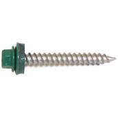 Reliable Roof Metal Screws - Forest Green Hex Head - Steel and Naoprene - #9 dia x 2-in L - 100-Pack