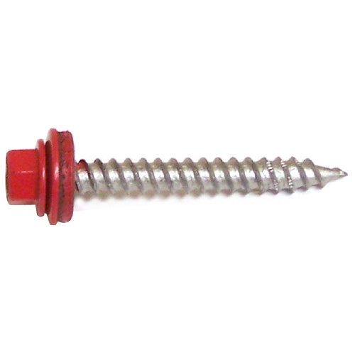 Reliable Fasteners Roofing Screws with Washer - Steel - Bright Red - 100 Per Pack - #9 x 1-in