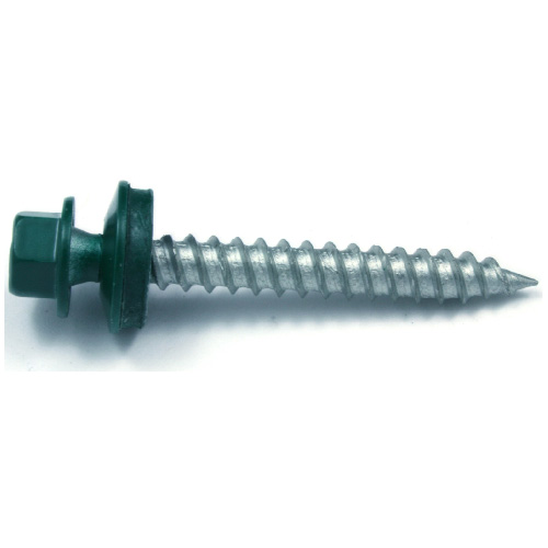 Reliable Fasteners Hex Head Roofing Screws with Neoprene Washer - Dark Green - Dacrotized - 400 Per Pack - #9 x 1-in