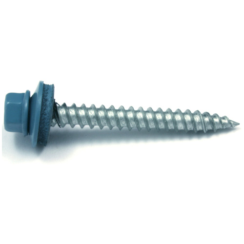 Reliable Hex Head Metal Roofing Screws with Neoprene Washer - Dacrotized - Blue - 400 Per Pack - #9 x 1-in