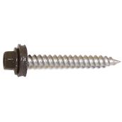 Reliable Fasteners Roof Metal Screws - Dark Brown - Hex Head - Steel - #9 dia x 1-in L - 100-Pack