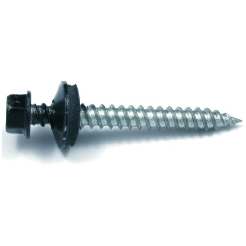 Reliable Fasteners Roof Metal Screws - Black - Hex Head - Steel - #9 dia x 1 1/2-in L - 500-Pack