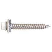 Reliable Fasteners Coloured Roof Metal Screws with Neoprene Washer - #9 x 1-in L - White Hex Head - 500 Per Pack