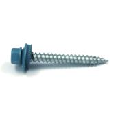 Reliable Fasteners Roof Metal Screws - Slate Blue Hex Head - Steel and Naoprene Washer - #9 dia x 1-in L - 100-Pack