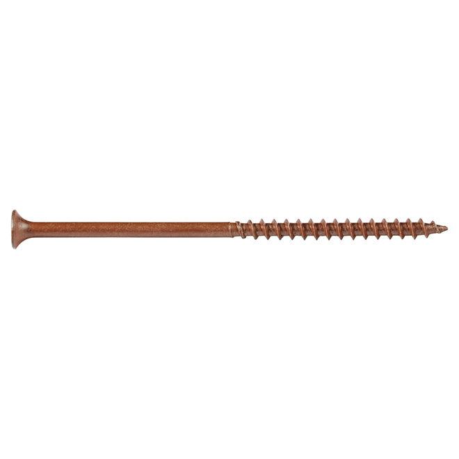 Vis à terrasse de bois traité Attaches Reliable, brunes, acier, tête trompette, no 10 x 4 po L., boîte de 5