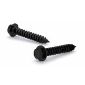 Vis à métal Reliable no 10 x 3/4 po avec embout hexagonal, noir, paquet de 15