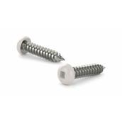 Vis à métal Reliable à tête ronde no 8 x 3/4 po et embout carré, blanc, paquet de 6