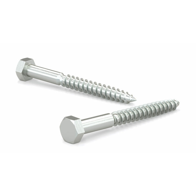 Reliable Fasteners Hex Head Lag Screws - Zinc-Plated - Coarse Thread - 3-in L x 3/8-in dia - 100 Per Pack