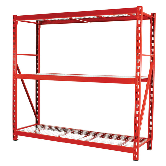 3 Shelf Industrial Rack 72 X 77 Red, Industrial Steel Shelving