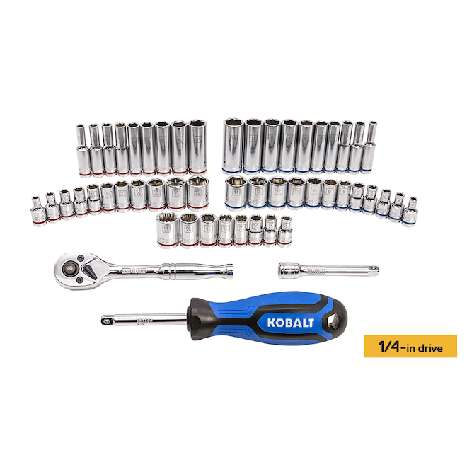 Kobalt Standard (SAE) and Metric Polished Chrome Mechanic's Tool Set with  Tool Case 127-Piece 81824 RONA