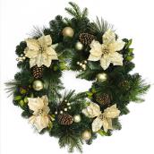 Couronne avec poinsettias dorés, 30